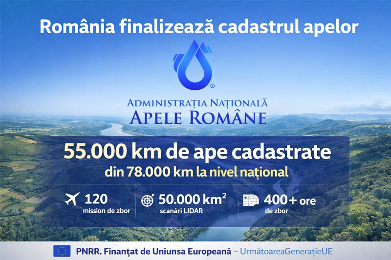 Cadastrul apelor a fost finalizat 5000 km de cursuri de apa cadastrate