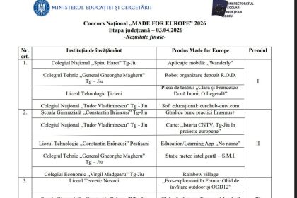 Elevi recompensati la concursul Made for Europe
