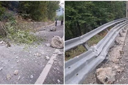 Circulație oprită dinspre Băile Herculane spre Târgu Jiu din cauza unui incendiu