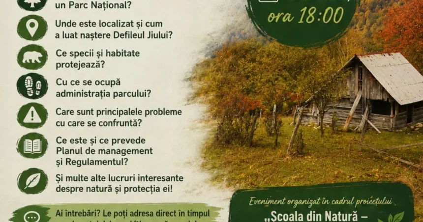 Defileul Jiului: eveniment online despre păduri și animale