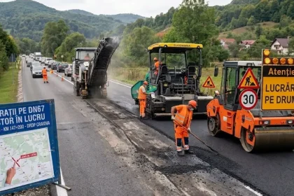 Lucrări de reparații în desfășurare pe Drumul Național 67 Târgu Jiu