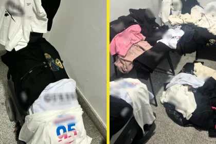 Polițiștii au ridicat haine cu sigle de brand din Târgu Jiu. 65 de articole oprite