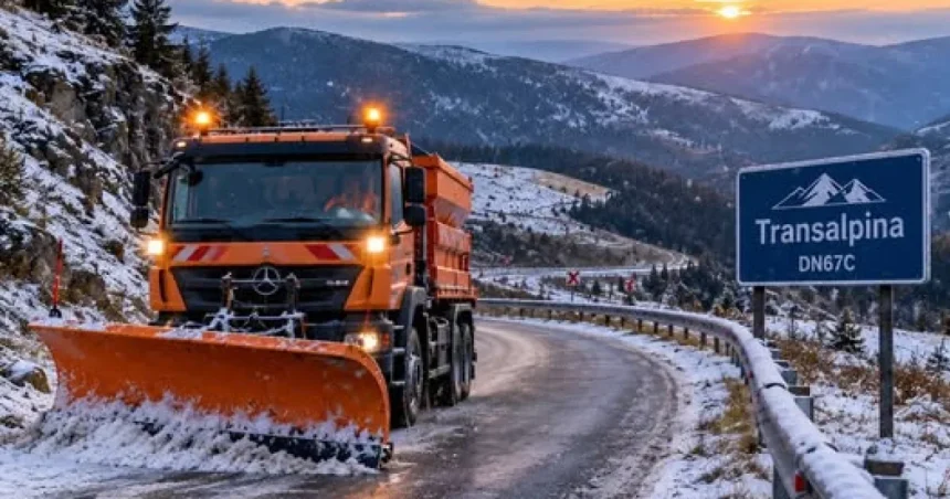 Primii fulgi de zăpadă pe Transalpina. Cum se circulă pe DN 67C