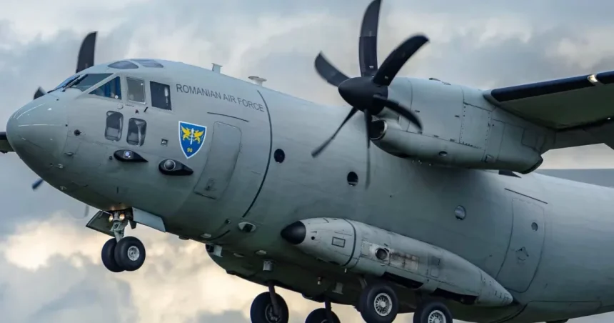 Aeronavă C-27J Spartan intervine pentru stingerea unui incendiu în zona alpină Rânca, Gorj