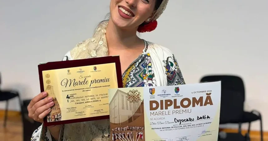Tânără cursantă din Târgu Jiu a impresionat juriul la Câmpeni cu vocea sa