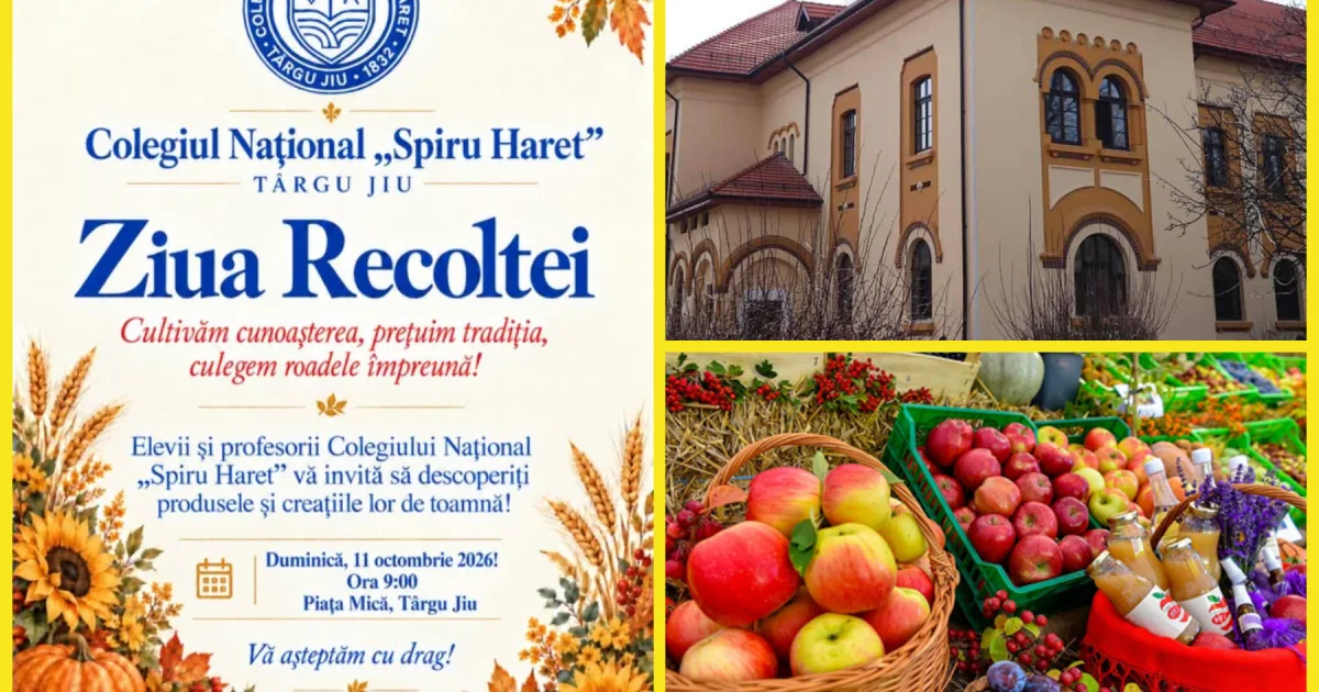 Ziua Recoltei la Târgu Jiu, organizată caritabil de elevii de la „Spiru Haret”